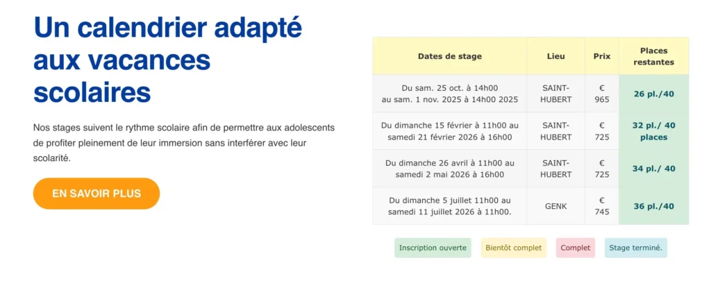 Séjour linguistique Belgique : immersion totale
