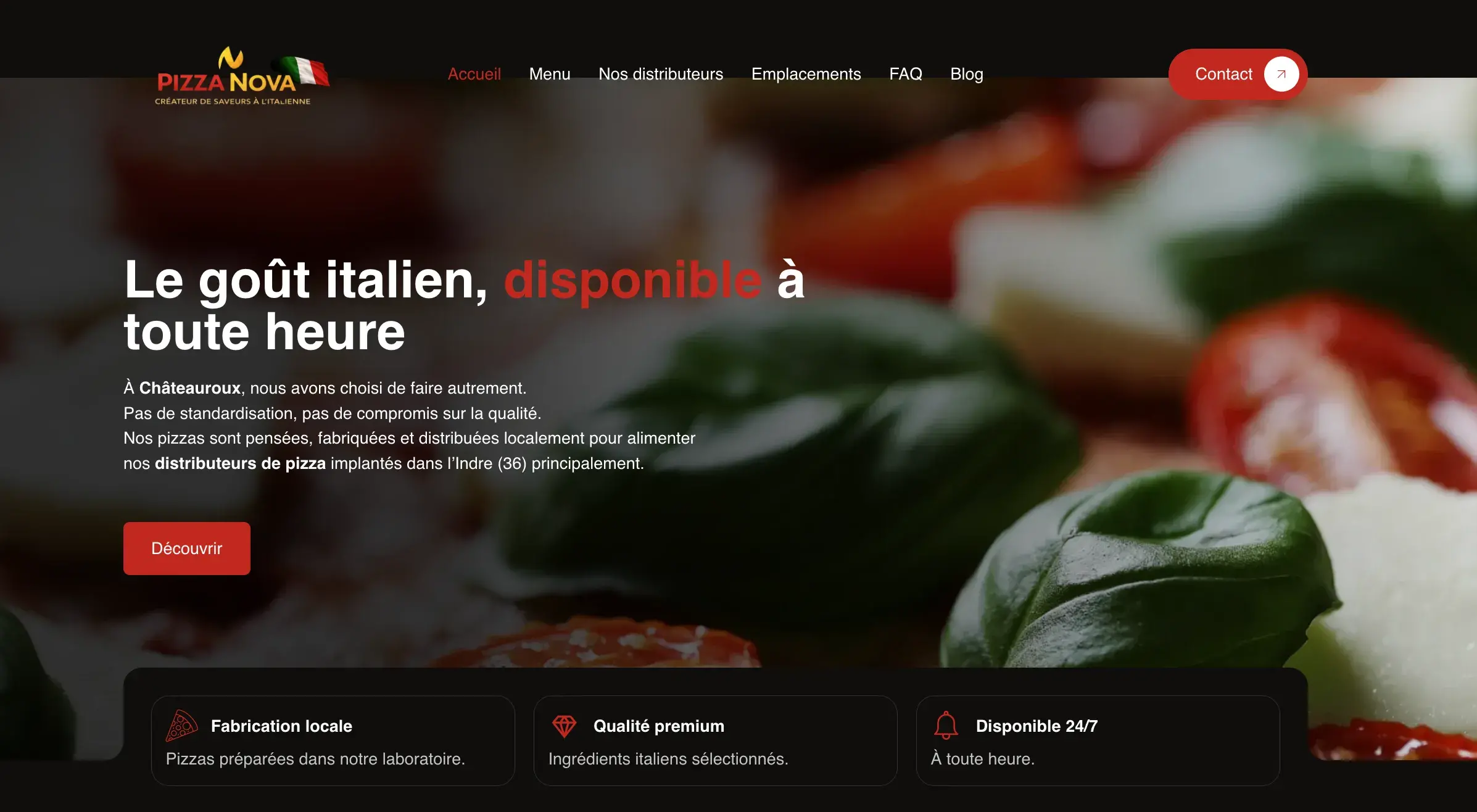Site de distributeurs de pizzas