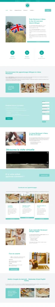 Création d’un site WordPress pour une école Montessori bilingue à Noisy-le-Sec